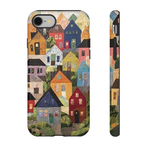 Patchwork Houses Quilt Pattern Tough Phone Case, iPhone 8 11 12 13 14 15 16 17, Google Pixel 7 8 9, Samsung Galaxy 21 22 23 24 25 image 3