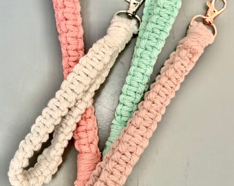 Macrame Cotton Cord Wristlet Keychain Braided