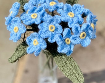 Personalized Gift, Custom Crochet Flower Bouquet, Forget Me Nots, Blue Flowers, Teacher’s Gift