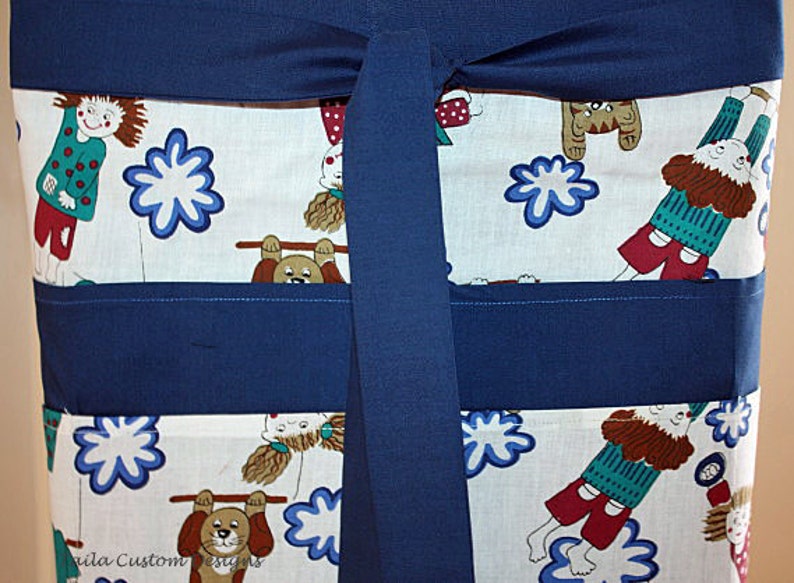Teacher School Children Vendor Waist Half Apron iPad Playground Fabric 6 Pockets