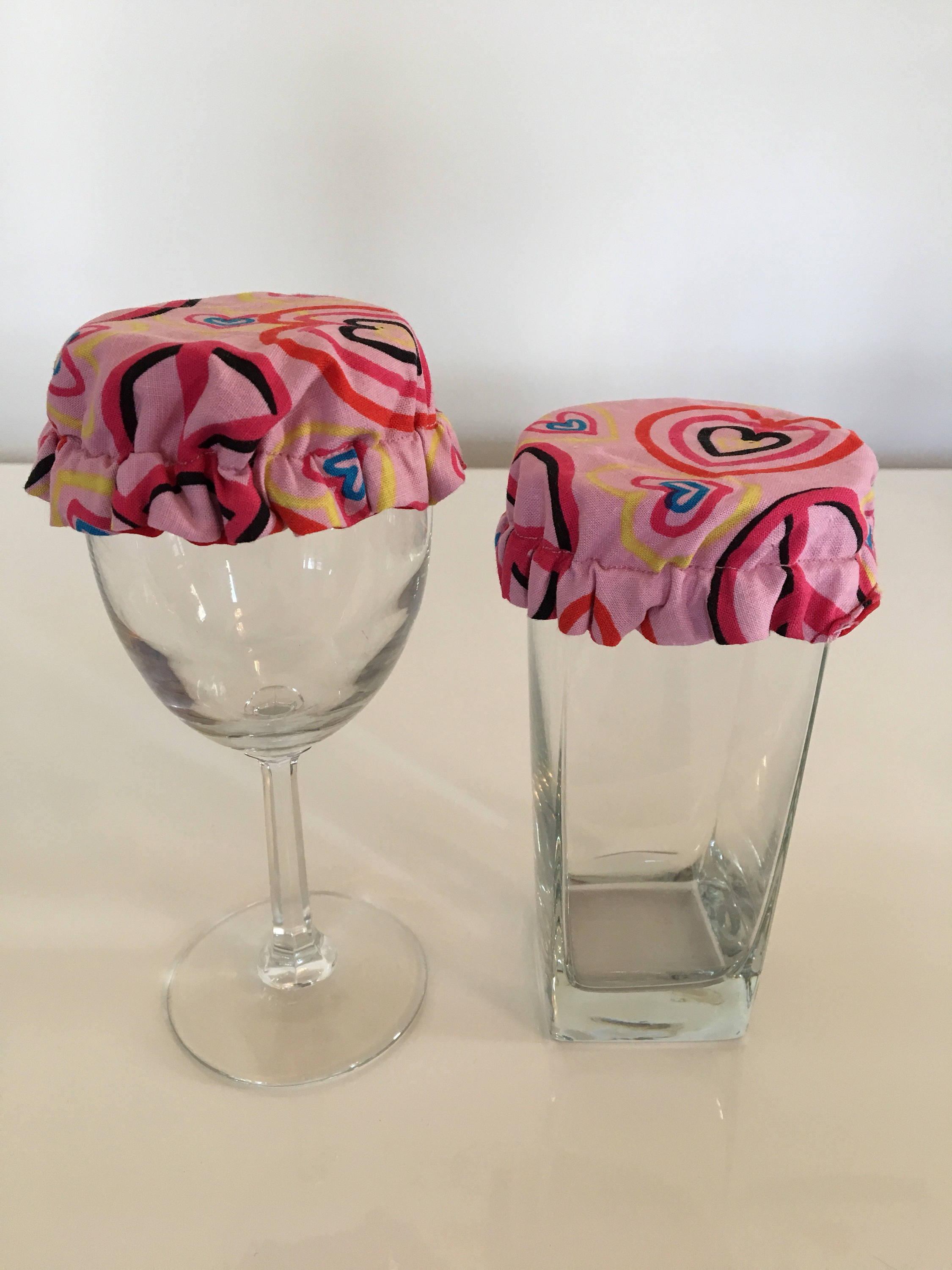 Reusable Wine Cup Glass Cover Pink Hearts Fabric Etsy