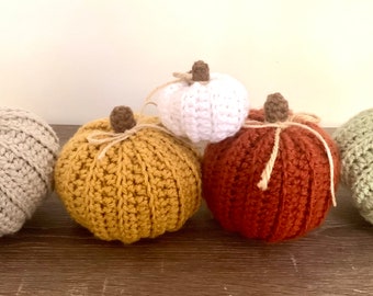 Mini Cozy Rustic Fall Crochet Pumpkins Farmhouse Table Decor