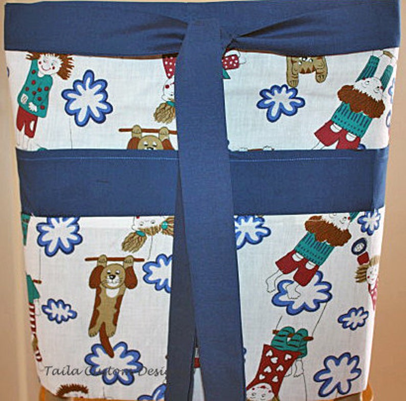 Teacher School Children Vendor Waist Half Apron iPad Playground Fabric 6 Pockets