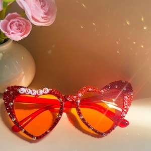 custom concert heart sunglasses with crystal,Personalised Sunglasses for the Concerts Wedding Birthday  Bridesmaids Party Glasses,Sunglasses