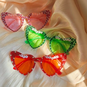 Custom concert heart shaped sunglasses with crystals,Personalized party sunglasses for concert wedding birthday bridesmaid party glasses,