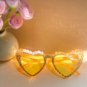 Sunglasses,custom concert heart sunglasses with crystal,Personalise Sunglasses for the Concerts Wedding Birthday  Bridesmaids Party Glasses
