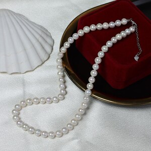 7-8Mm natural freshwater pearl fashion light luxury simple necklace S925 silver buckle collarbone chain wholesale