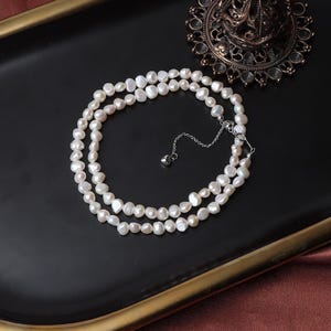 Baroque Irregular Pearl Necklace 4-5mm Natural Freshwater 925 Silver Buckle Versatile Commuter