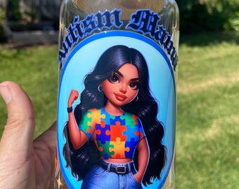 autism mama glass can cup