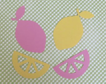 Pink Lemonade Lemon Slices Die Cuts - 20 pcs - Paper Shapes Cardstock Cutouts