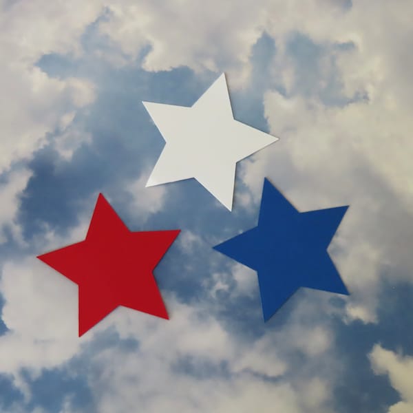 Red, White, & Blue Star Die Cuts - 30 pcs - Paper Shapes Cardstock Cutouts