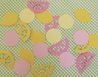 Pink Lemonade Confetti Table Scatter - Lemons + Slices - Party Decorations - 100 pcs
