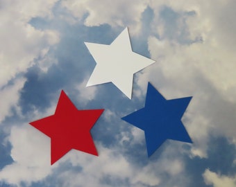 Red, White, & Blue Star Die Cuts - 30 pcs - Paper Shapes Cardstock Cutouts