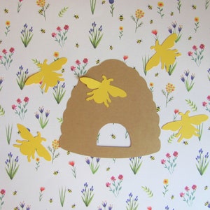Bees and Beehives Die Cuts - 20 pcs - Paper Shapes Cardstock Cutouts