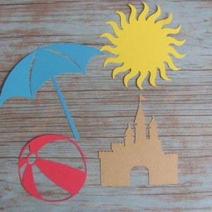 Beach Die Cuts - 20 pcs - Paper Shapes Cardstock Cutouts