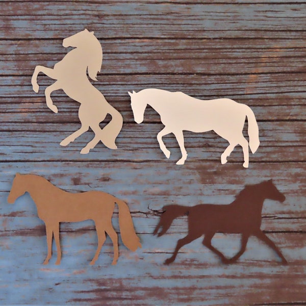 Horse Die Cuts (4 poses) - 20 pcs - Paper Shapes Cardstock Cutouts