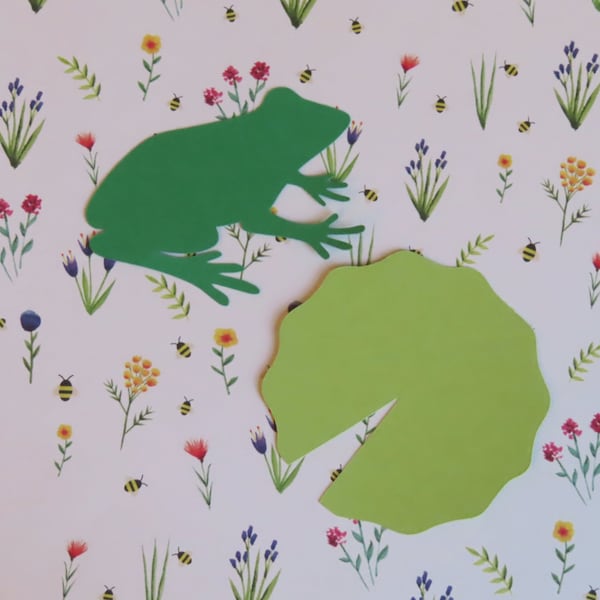 Frog and Lily Pad Die Cuts - 20 pcs - Paper Shapes Cardstock Cutouts