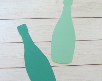 Champagne Bottle Die Cuts - 20 pcs - Paper Shapes Cardstock Cutouts