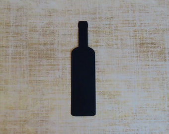May include: Black silhouette of a wine bottle on a light brown textured background.