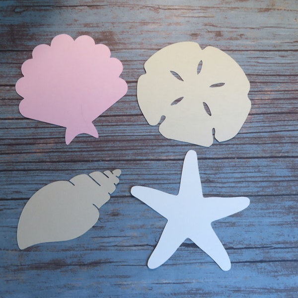 Seashell Die Cuts - 20 pcs - Shell, Sand Dollar, Starfish - Paper Shapes Cardstock Cutouts