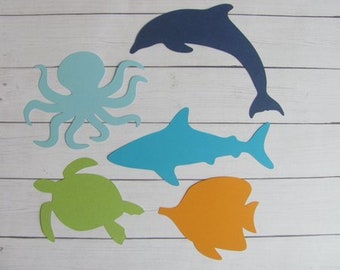 Ocean Animals Beach Die Cuts - 20 pcs - Paper Shapes Cardstock Cutouts