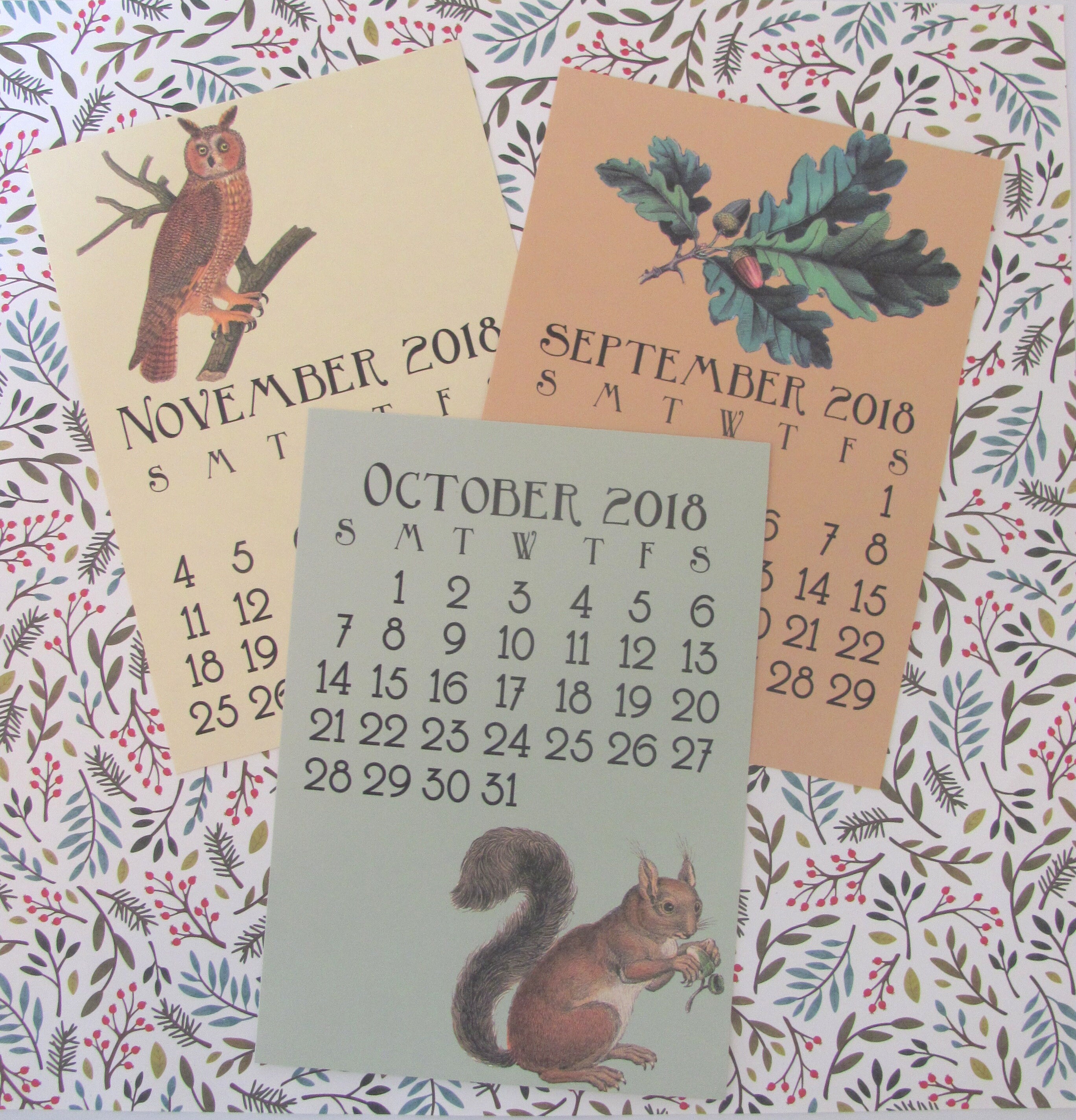 Printable Vintage Woodland 2019 5x7 Calendar Mini Digital