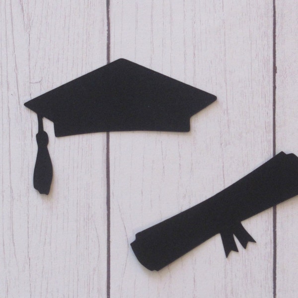 Graduation Hat Cap & Diploma Die Cuts - 20 pcs - Paper Shapes Cardstock Cutouts