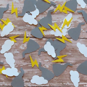 Tornado Storm Weather Confetti Table Scatter - Tornados, Clouds, Lightning - Party Decorations - 100 pcs