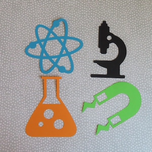 Science Tools Die Cuts - 20 pcs - Beaker, Atom, Microscope, Magnet - Paper Shapes Cardstock Cutouts bild 1