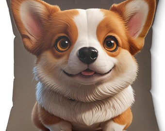 Cute Corgi - Full Pillow Spun Polyester Square Pillow