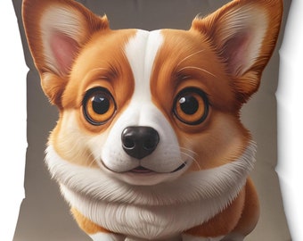 Cute Corgi Puppy Ver. 2 - 14in X 14in Spun Polyester Square Pillow