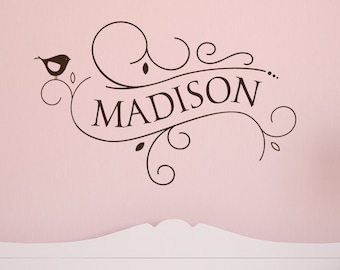 Personalized Name decal - baby girl nursery - girl monogram - Custom Vinyl Wall Decal modern Monogram Nursery Decor