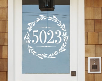 Front Door Decal | Address for Door in Wreath | Personalized Address House Number Decal | Storm Door Decal | Front Door Address Decal