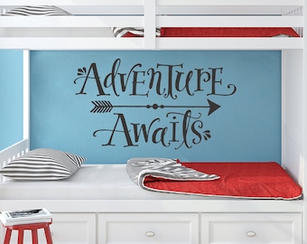Adventure Awaits Wall Decal - Adventure Wall Quote - Kid's Room Wall Decor - Arrow Decal - Boys Room Quote - Vinyl Wall Quote - Wall Sticker