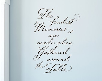 Dining Room Wall Decal - The Fondest Memories are made when gathered around the table - Kitchen Wall Decal