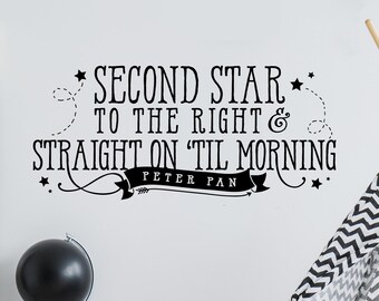 Second Star to the Right Disney's Peter Pan Quote Vinyl - Etsy
