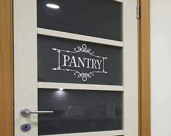 Pantry Door Decal, Glass Pantry Door Vinyl Sticker, Kitchen Sticker, Kitchen Decor, Pantry with fancy frame