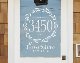 Front Door Decal | Family Monogram | Personalized Storm Door Decal | Custom Family Wall Decal | Address Decal for Glass Front Door