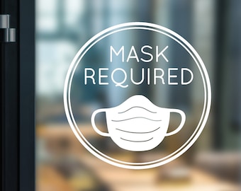 Mask Required Window Decal, Mask Reminder for Store Entrance