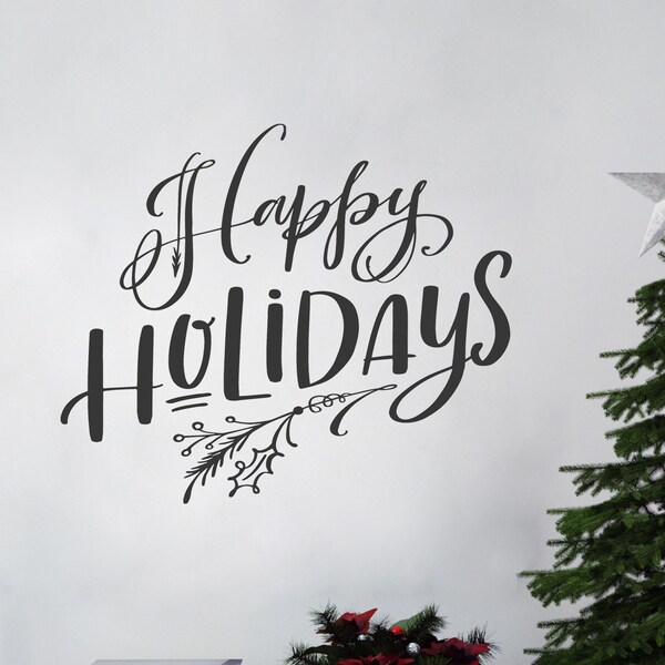 Happy Holiday Decal Etsy
