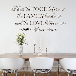 Dining Room Wall Decor | Bless the food before us Wall Decal | Dining Room Wall Art | Blessing for Wall | Food Quote | Kitchen Decor