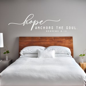 Hope anchors the soul wall decal - Christian Quote Wall Decal - Farmhouse Style Sign - Bible Verse Decal - Scripture Vinyl Wall Decal
