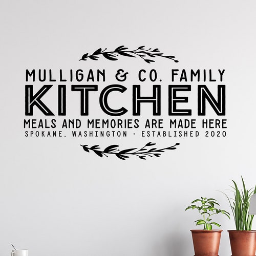 Personalised Kitchen Family Name Quotes Graphic Wall Art Mural Sticker