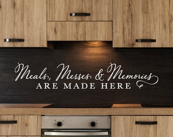 Meals & Memories are made here Vinyl Lettering, Kitchen Wall Decal, Kitchen Quote Wall Art, Kitchen Sticker