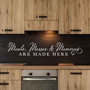 Kitchen Wall Decor Vinyl Decal Meals & Memories are Made Here Vinyl Lettering Kitchen Wall Decal Kitchen Quote Wall Art Kitchen Sticker