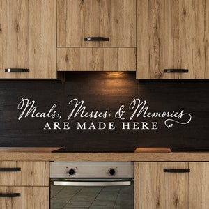 Meals & Memories are made here Vinyl Lettering, Kitchen Wall Decal, Kitchen Quote Wall Art, Kitchen Sticker