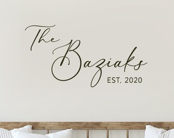 Last Name With Date Est. Wall Decal, Farmhouse Custom Family Decal, Entryway Decor, Personalized Vinyl Decal, Last Name Decal, Monogram