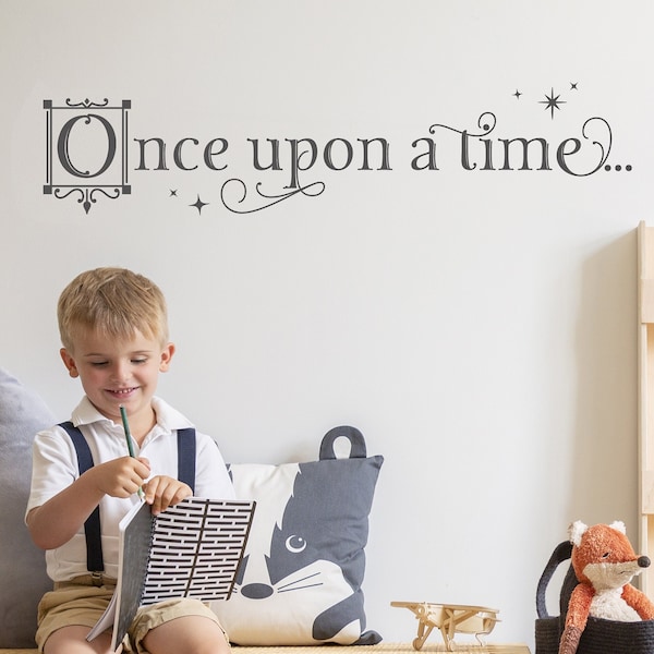 Once Upon a Time Decal - Kids Room Wall Sticker - Imagination Quote - Pretend Dress Up Area - Bookshelf Decor - Child's Room Decor