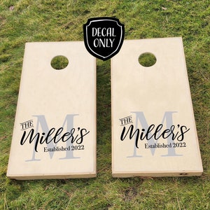 Custom Corn Hole Decals Wedding Monogram Cornhole Boards Family Corn Hole Wall Decals Wedding Games Personalized Outdoor Wedding Keepsake
