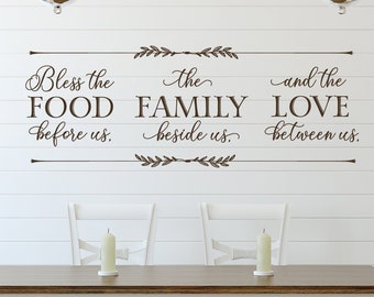 Bless the food before us Wall Decal | Dining Room Wall Art | Dining Room Wall Decor | Food Quote | Kitchen Decor | Family Quote for Wall